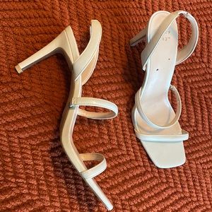 Nude Square Toe Heels